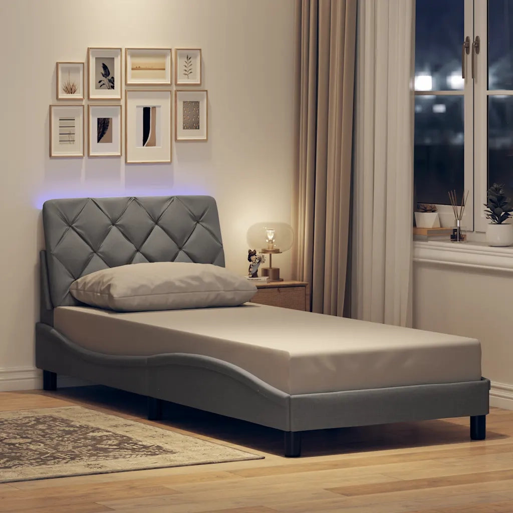 Giroletto con LED senza Materasso Grigio Chiaro 90x200 cm