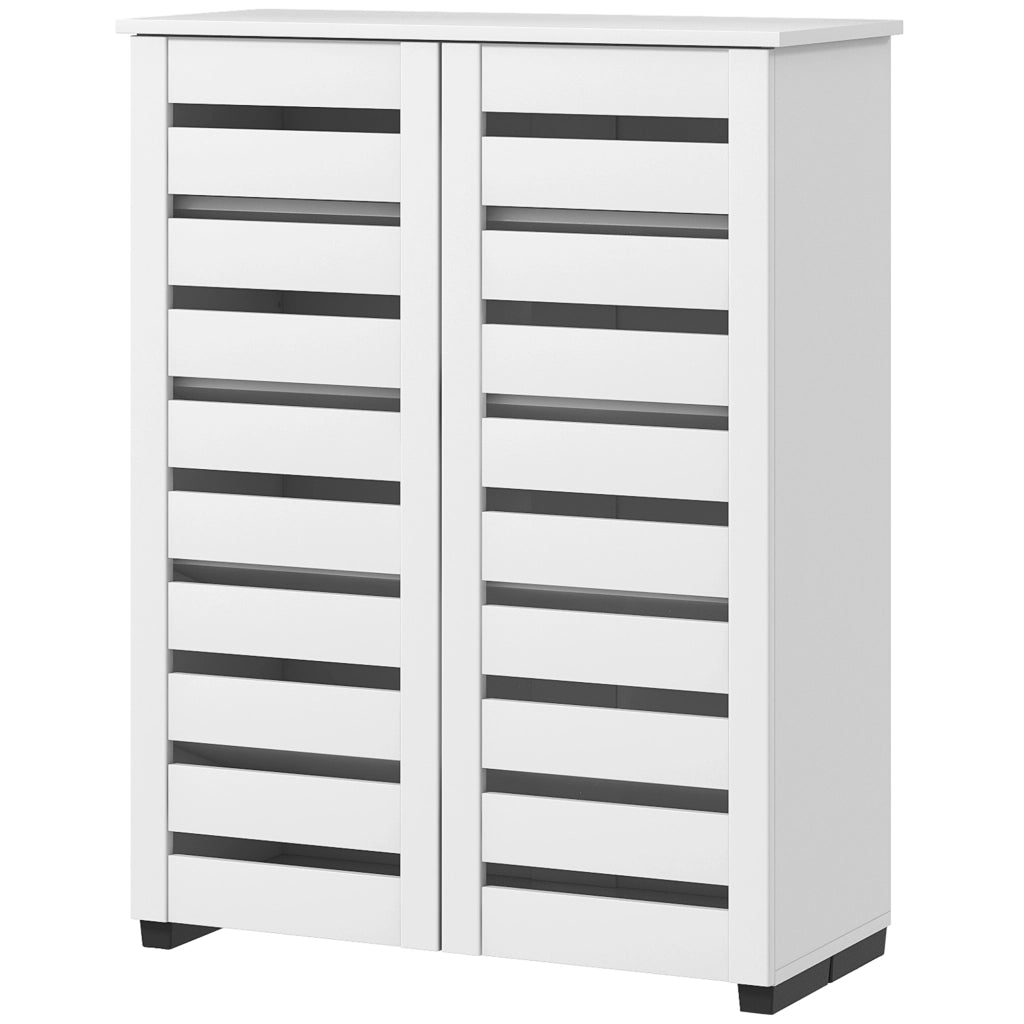 Armadio Scarpiera con 5 Livelli e 4 Ripiani Regolabili ¨C zephmum ¨C Legno, 76x33x98 cm, Bianco