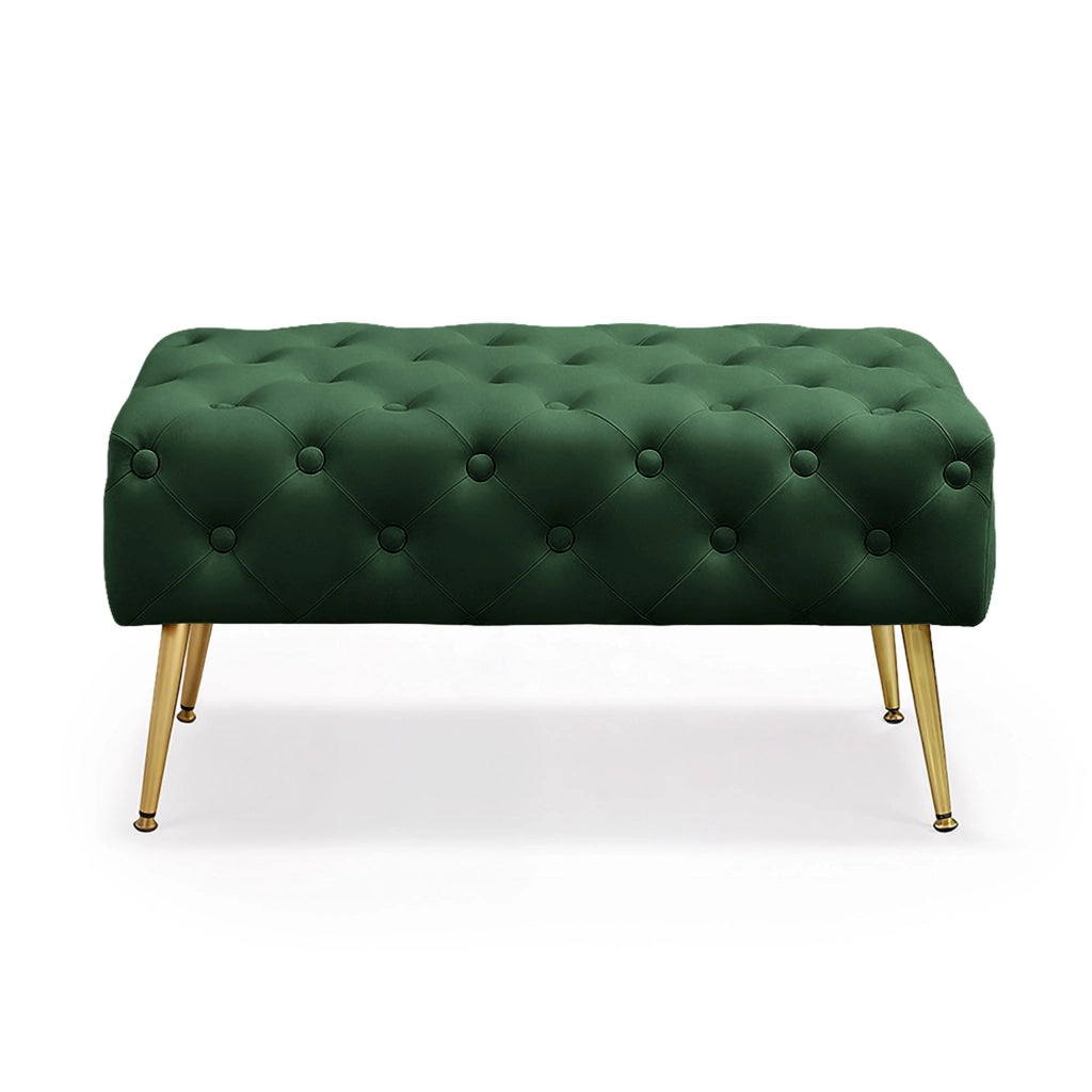 Panca imbottita in velluto trapuntato 80 cm MADRID Verde Bottiglia