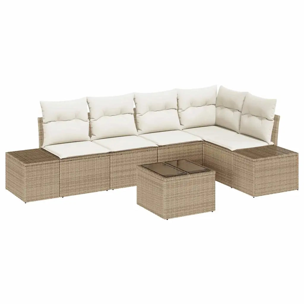 Set Divano da Giardino 6 pcs Beige polyrattan