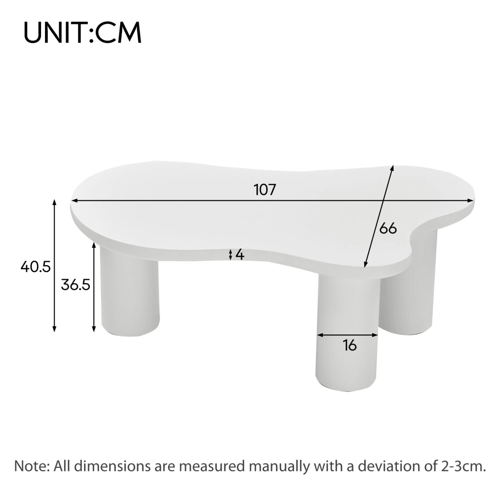 TAVOLINO DA CAFFÈ A FORMA DI NUVOLA 107x66x40,5 cm MDF BIANCO