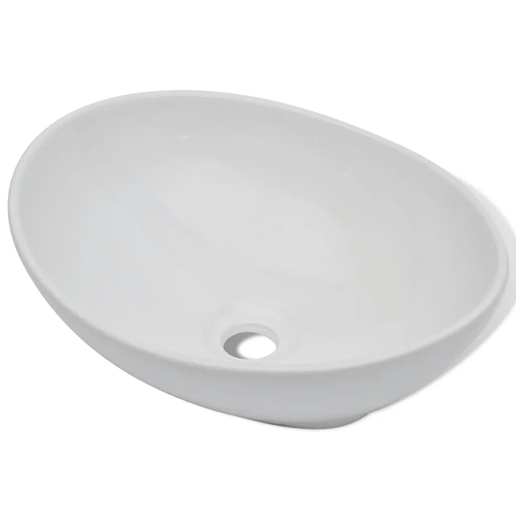 Lavello Bagno con Miscelatore in Ceramica Ovale Bianco CFW8626029