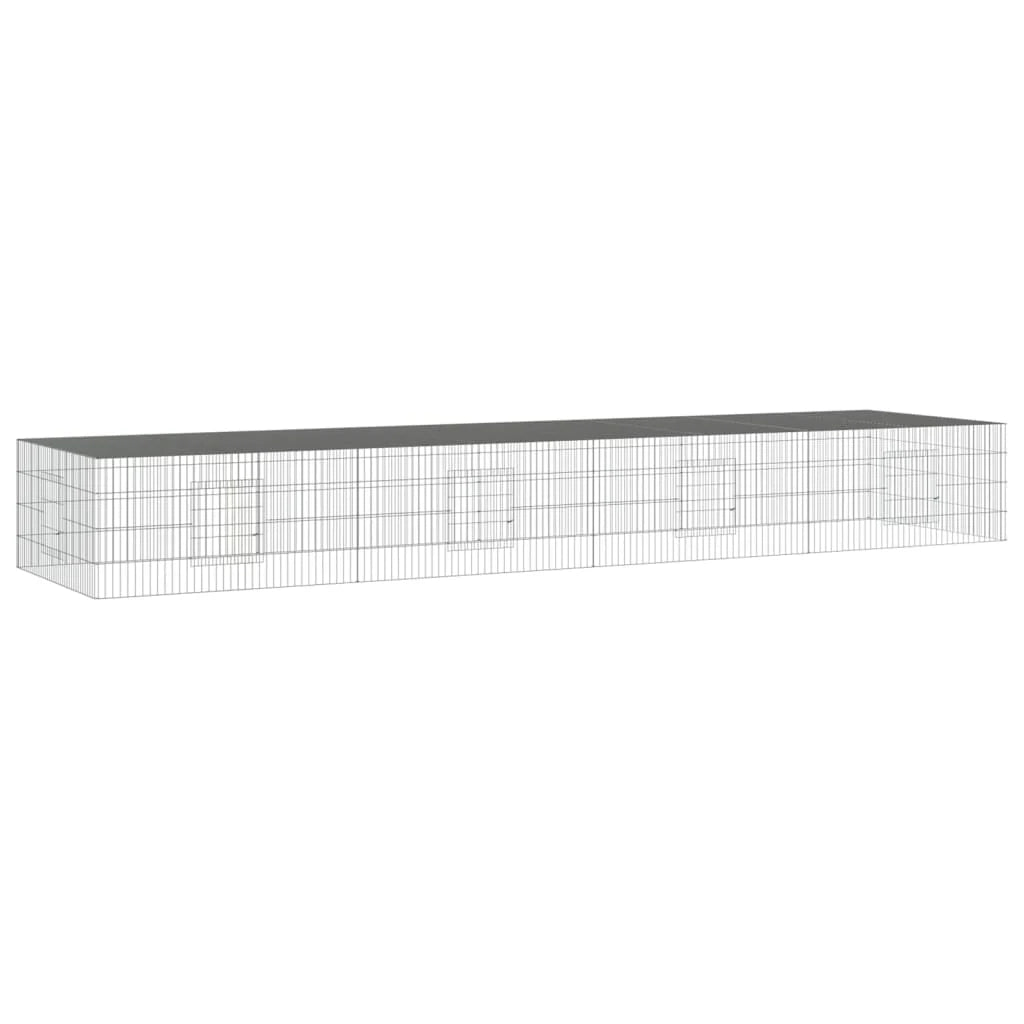 Gabbia per conigli con 4 pannelli 433 x 109 x 54 cm ferro zincato argento 02_0041690