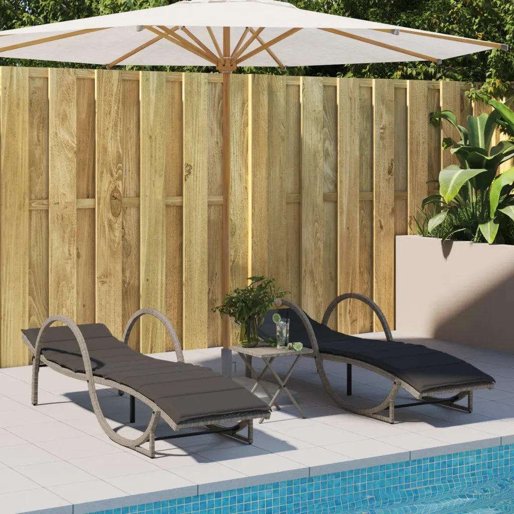 Lettino Prendisole | Sdraio da giardino | Lettino da sole con Cuscino Grigio 60x199x42cm in Polyrattan