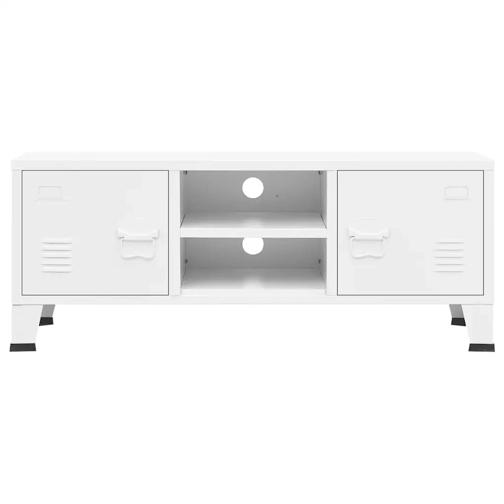 Mobile TV Industriale Bianco 105x35x42 cm in Metallo