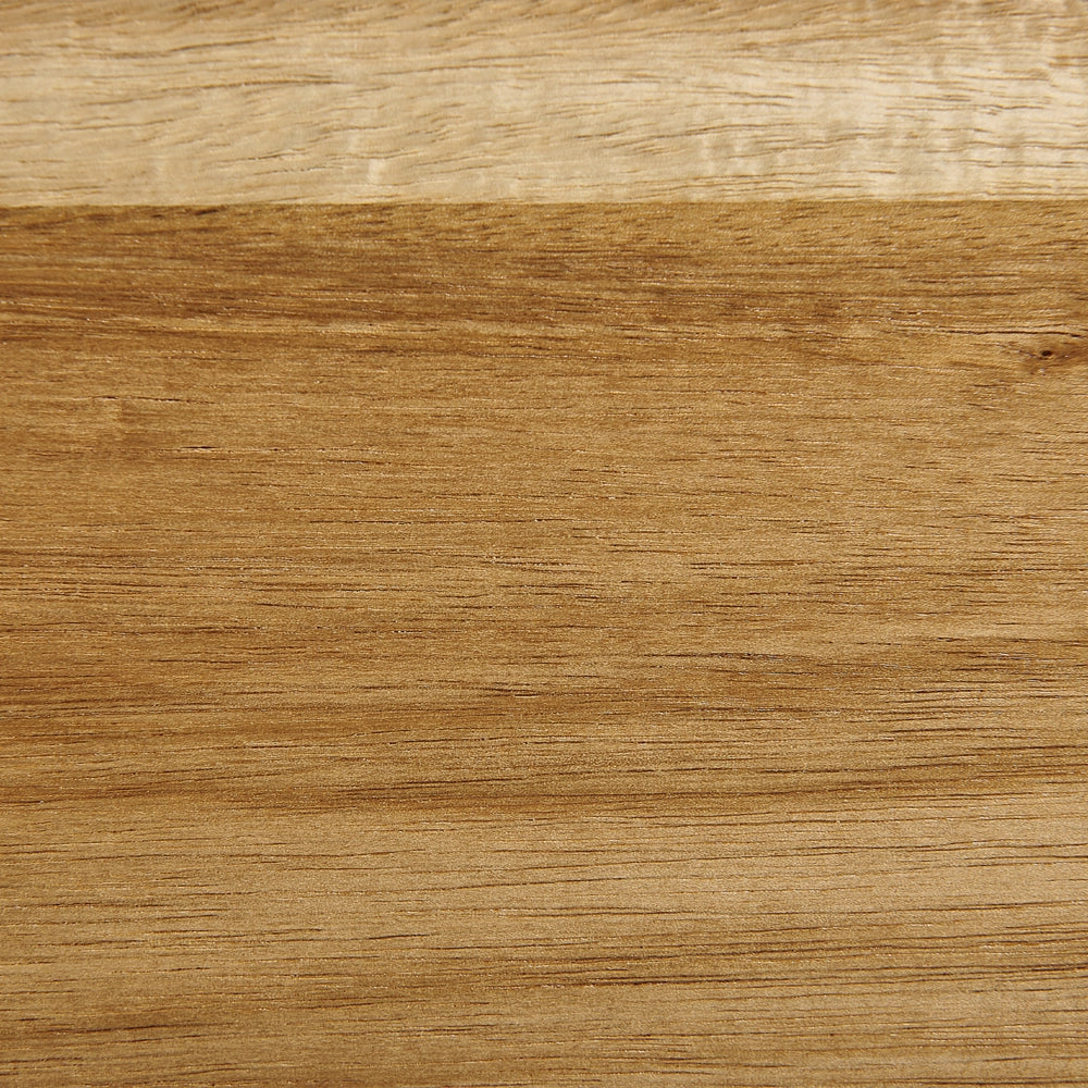 Letto 160 x 200 cm in acacia naturale con testiera a doghe e gambe in metallo nero