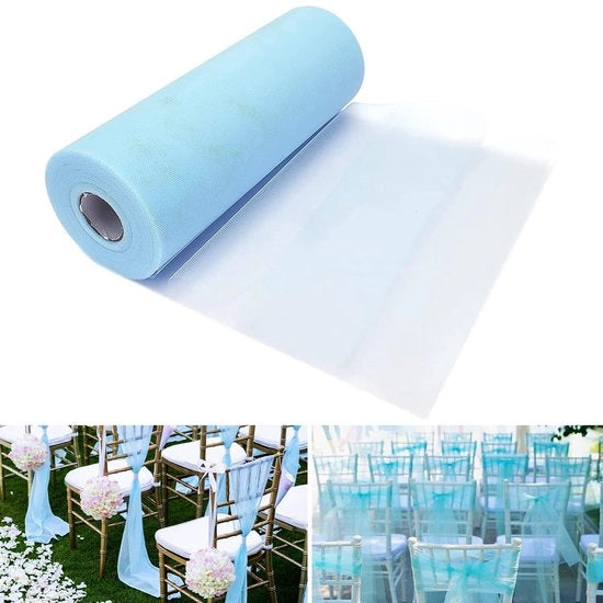 Tule rol 30 cm x 91,4 m, decorazione di matrimonio, tavolo decorativo, 100 m, rotoli di tule, stoffa di tule per abiti da ballo DIY, tavolo decorativo di matrimonio, decorazione (blu)