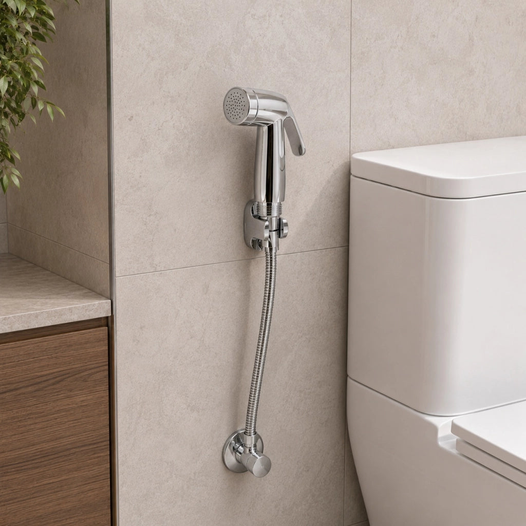 Idroscopino Per Bagno Con Tubo Flessibile 1,2 m e Supporto Per WC e Bidet 69308