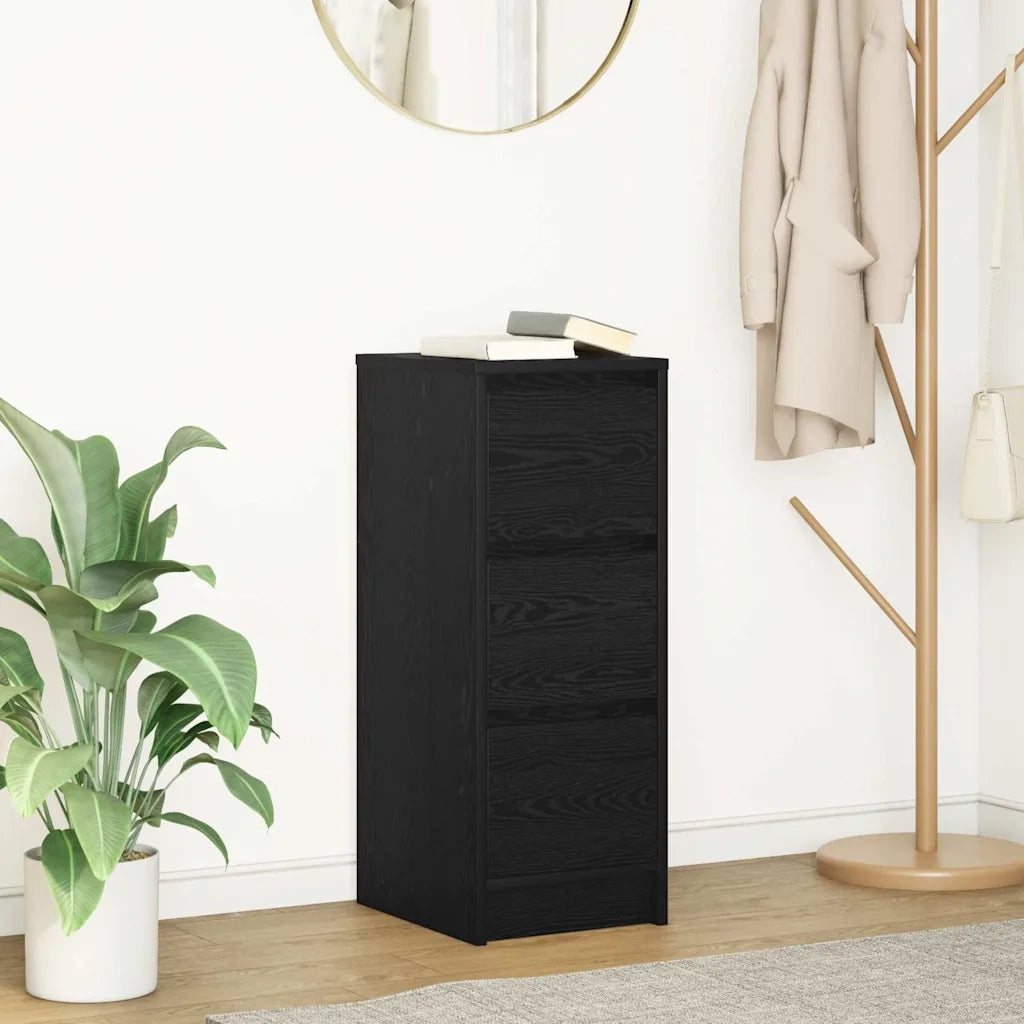 Credenza Rovere Nero 29,5x34x76 cm in Legno Multistrato 861635