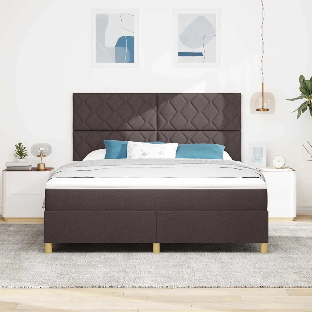 Letto a molle con materasso Marrone Scuro 180 x 200 cm Tessuto 3339717