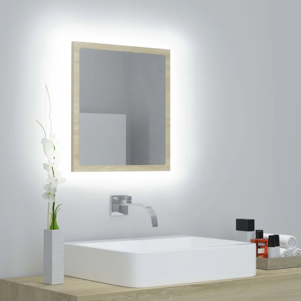Specchio da Bagno LED Rovere Sonoma 40x8,5x37 cm in Acrilico 804911