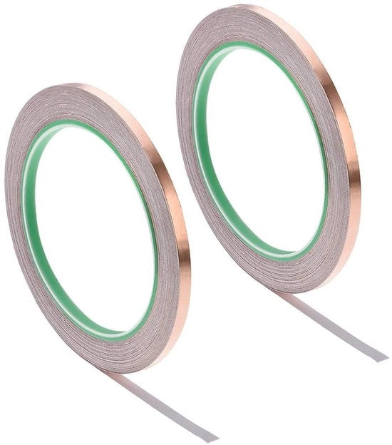 Foglio di rame doppio lato conduttore 5 mm x 20 m - Schermatura EMI - Vetro - Riparazioni elettriche - 2 rotoli