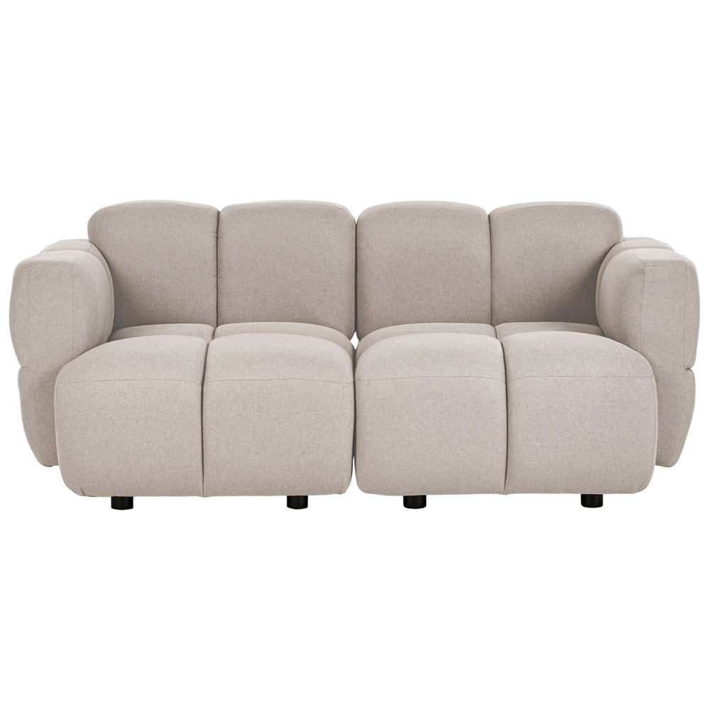 Divano modulare a 2 posti in tessuto beige, divano componibile a due elementi, stile moderno