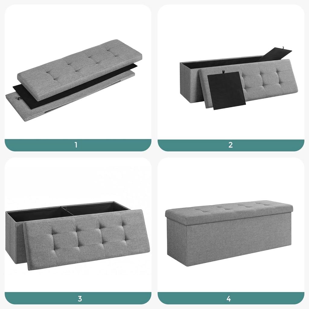 Pouf contenitore Valora PUFA in MDF grigio chiaro per camera da letto