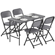 Set Tavolo e Sedie da Giardino Pieghevole ¨C zephmum ¨C Grigio 4 Pezzi