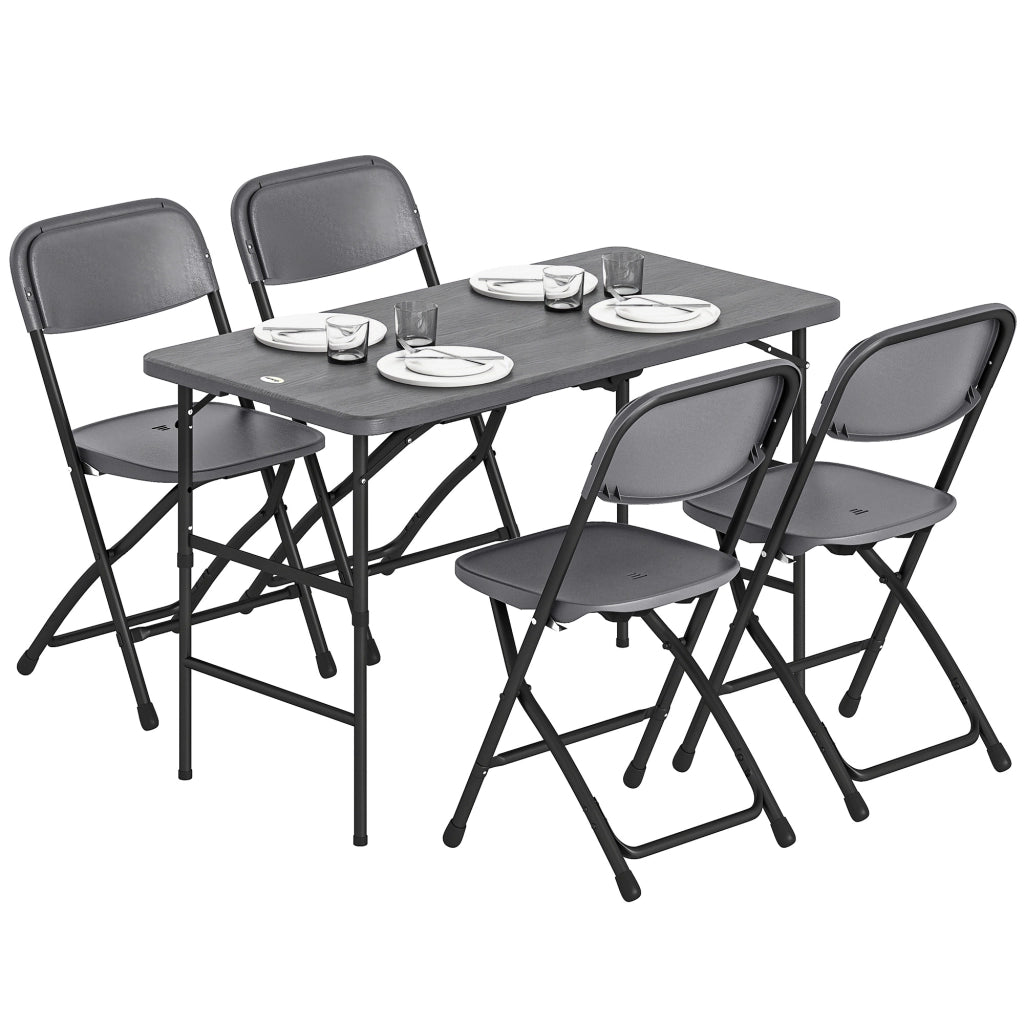 Set Tavolo e Sedie da Giardino Pieghevole ¨C zephmum ¨C Grigio 4 Pezzi