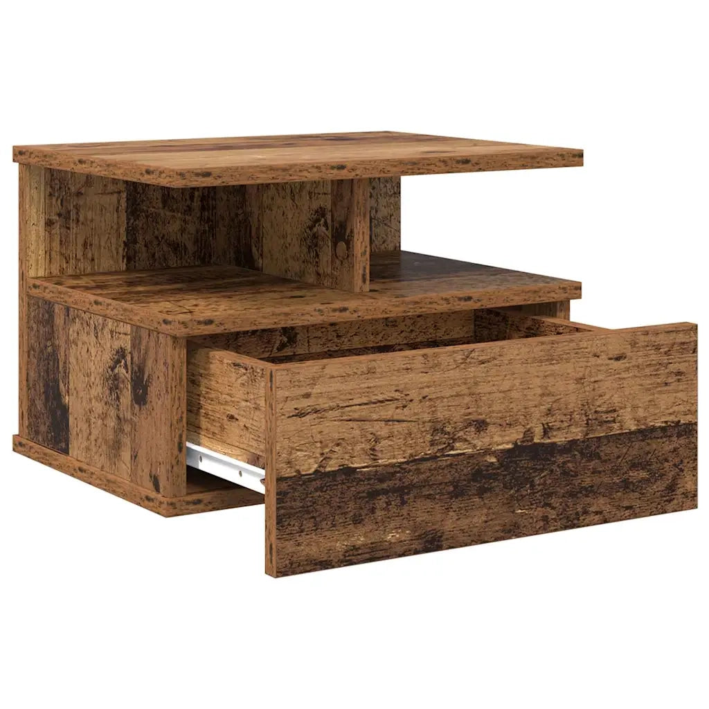 Comodino a Muro 2 pz-Set di 2 Tavolino da notte sospeso Legno vecchio 40 x 31 x 27 cm