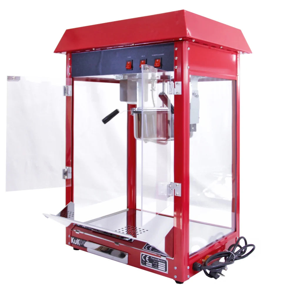 Macchina per Popcorn con Carrello Acciaio Inox Pop Corn Professionale 1370W