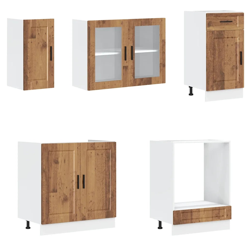 Set Mobili da Cucina 8 pz Kalmar Legno Vecchio in Truciolato 3314819
