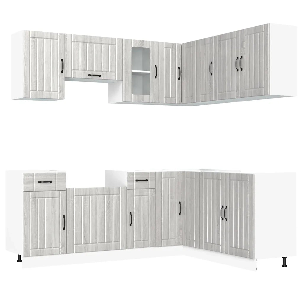 Set Mobili da Cucina 11 pz Lucca Grigio Sonoma in Truciolato 3314957