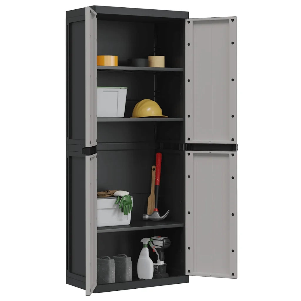 Armadio da Esterno Grigio e Nero 65x37x165 cm in PP 364201