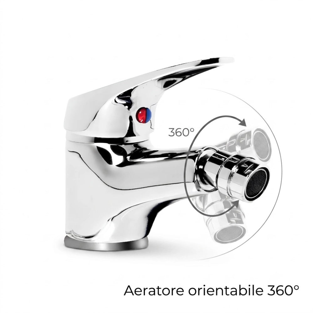 Fortunato rubinetto miscelatore bidet in ottone cromato con piletta