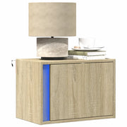 Comodini a Parete con luci LED 2 pz-Set di 2 Tavolino da notte Rovere Sonoma 520620