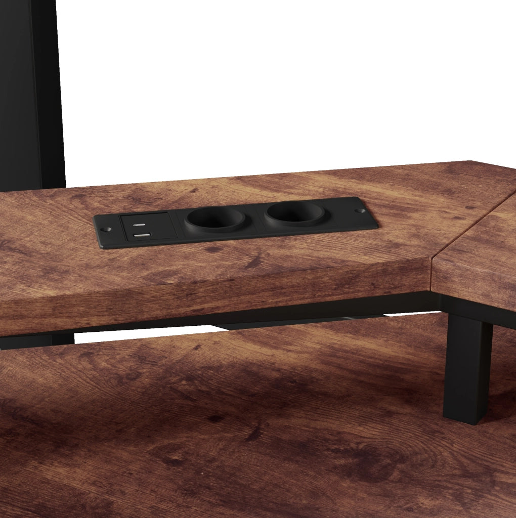 Letto a soppalco 140x200 cm con scrivania; LED e porte USB; in metallo e MDF