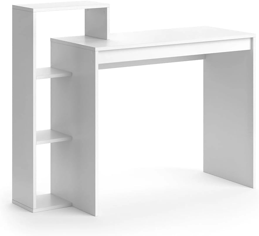 Scrivania con ripiani Leo, Bianco, 110 x 40 cm