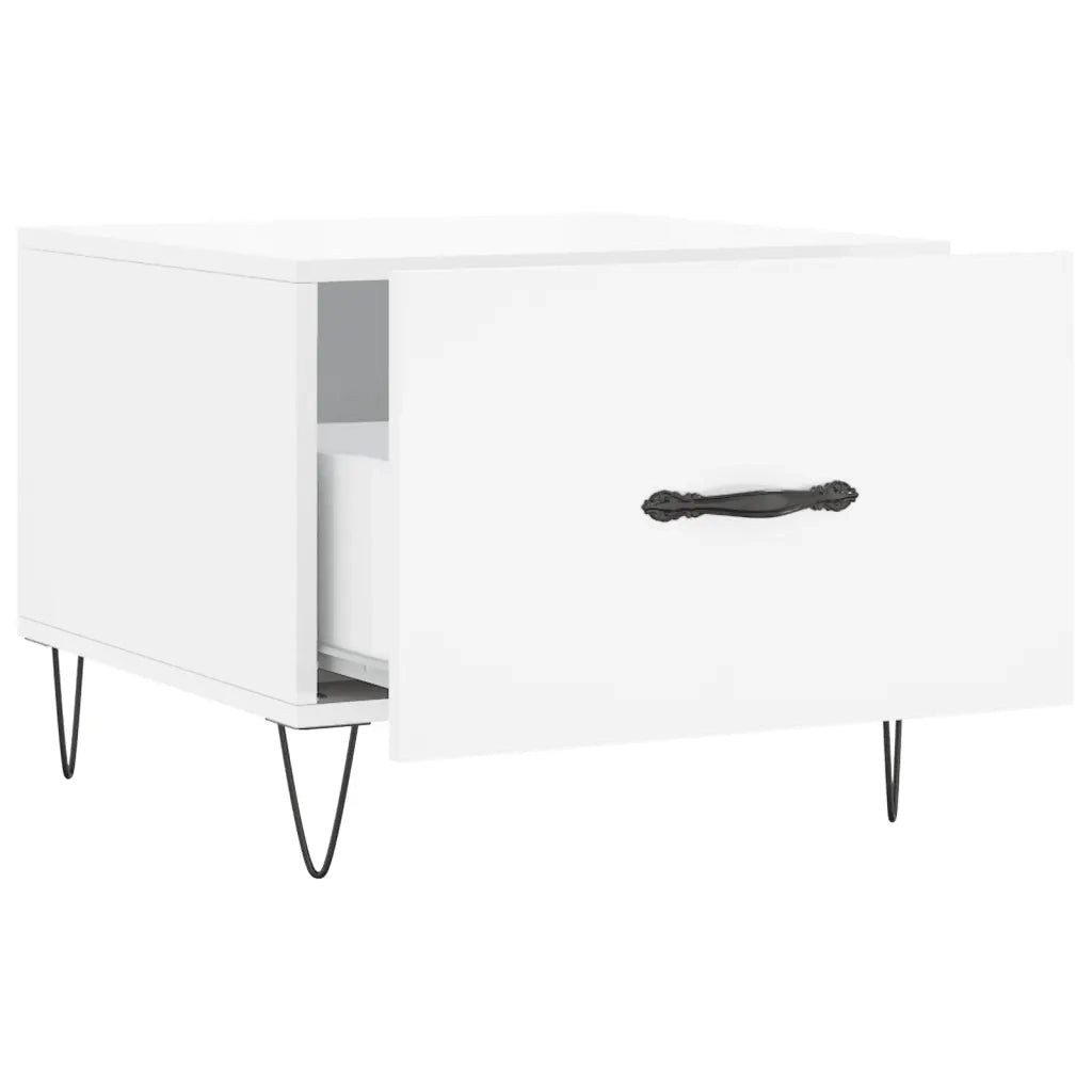 Tavolini Salotto 2pz Bianco Lucido 50x50x40cm Legno Multistrato