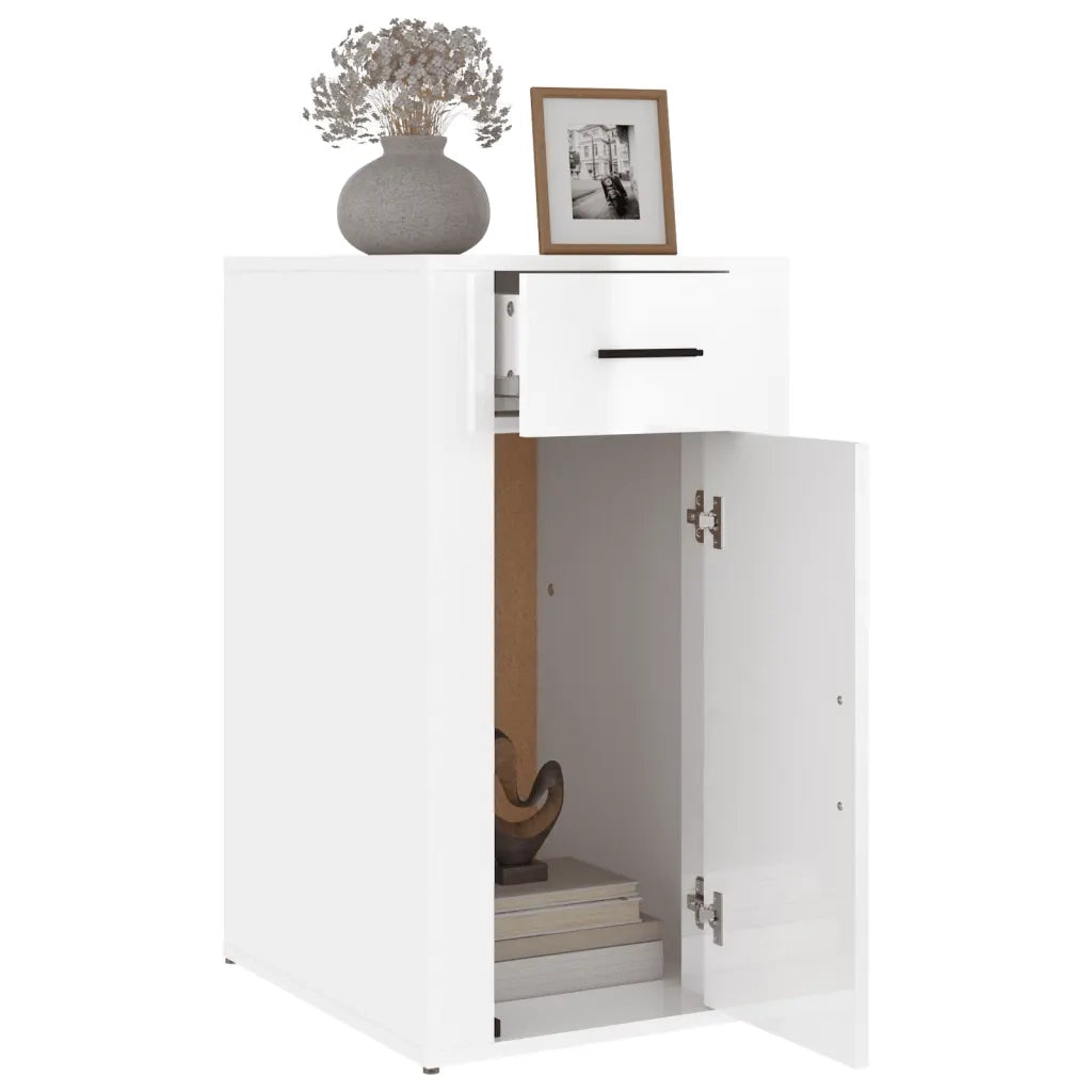 Armadietto Scrivania Bianco Lucido 40x49x75cm Legno Multistrato cod mxl 63651