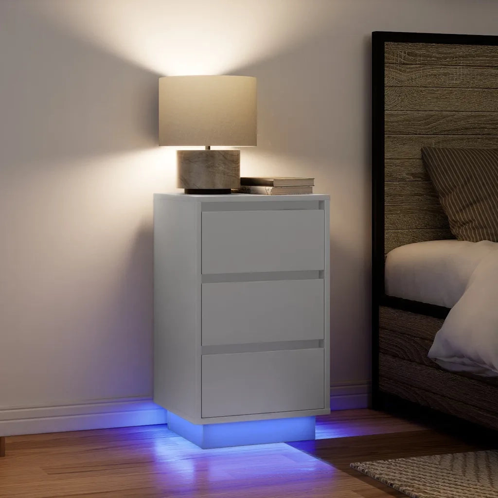 vidaXL Comodini con Luci LED Bianco 38x34x65 cm
