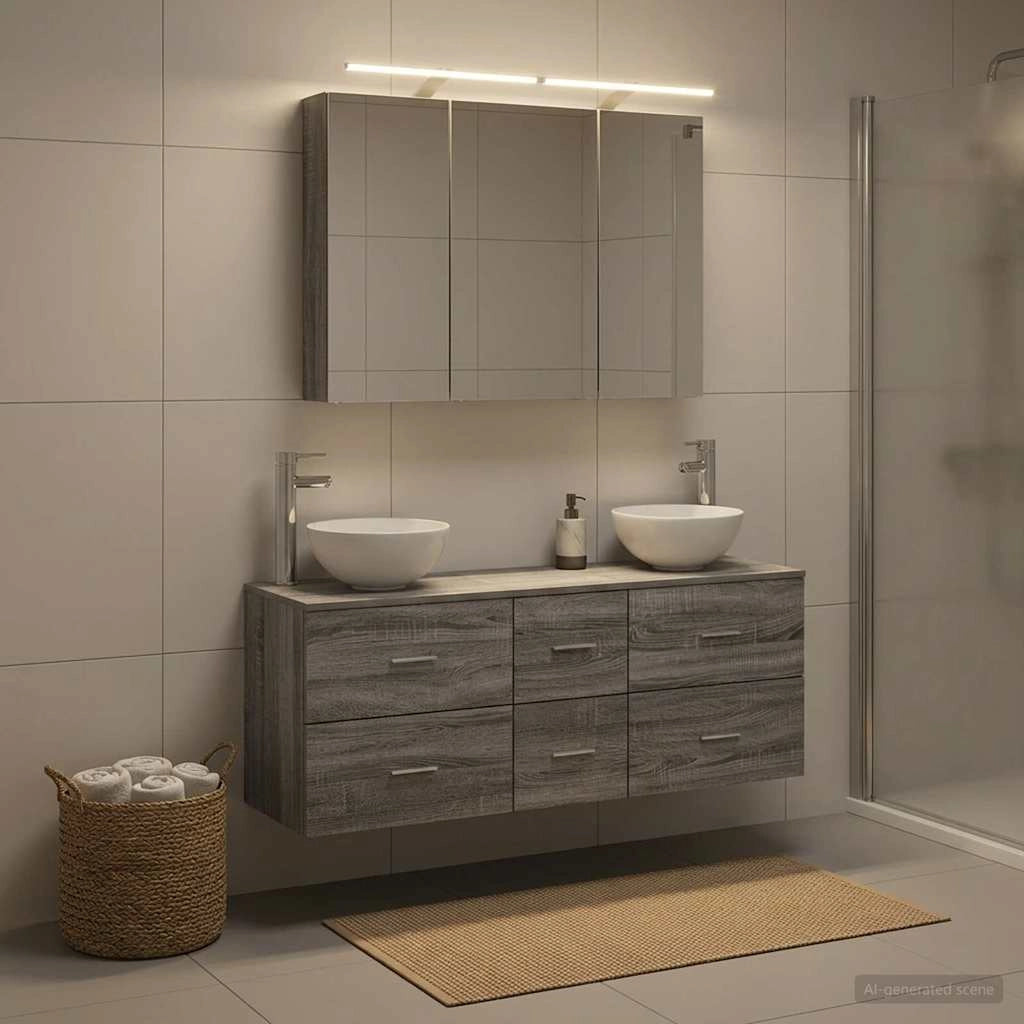Set di mobili per il bagno 4 pz Sonoma grigio 3406700