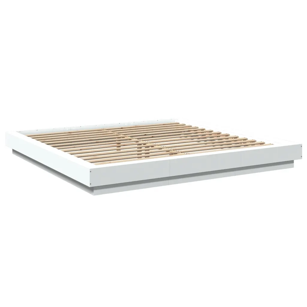Giroletto con Luci LED-Struttura Letto Bianco 200x200 cm in Legno Multistrato 298446