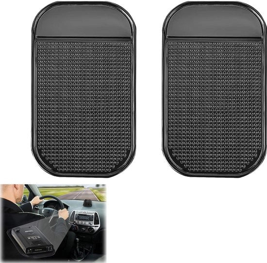 Set di 2 mattonelle antiscivolo per auto, mattonella antiscivolo per telefoni cellulari, mattonella antiscivolo per telefoni auto, mattonelle antiscivolo per auto, per il posizionamento di telefoni cellulari, chiavi, occhiali da sole, monete (14 x 8 cm)
