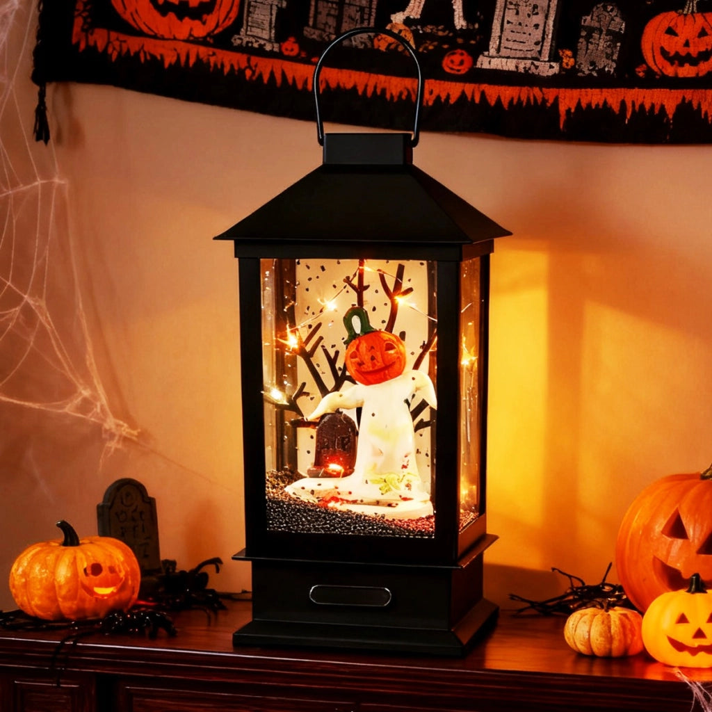 Lampione da interno attivato dal suono con luci LED a 6 colori, Palo della lampada di halloween alto 155 cm Nero-Halloween