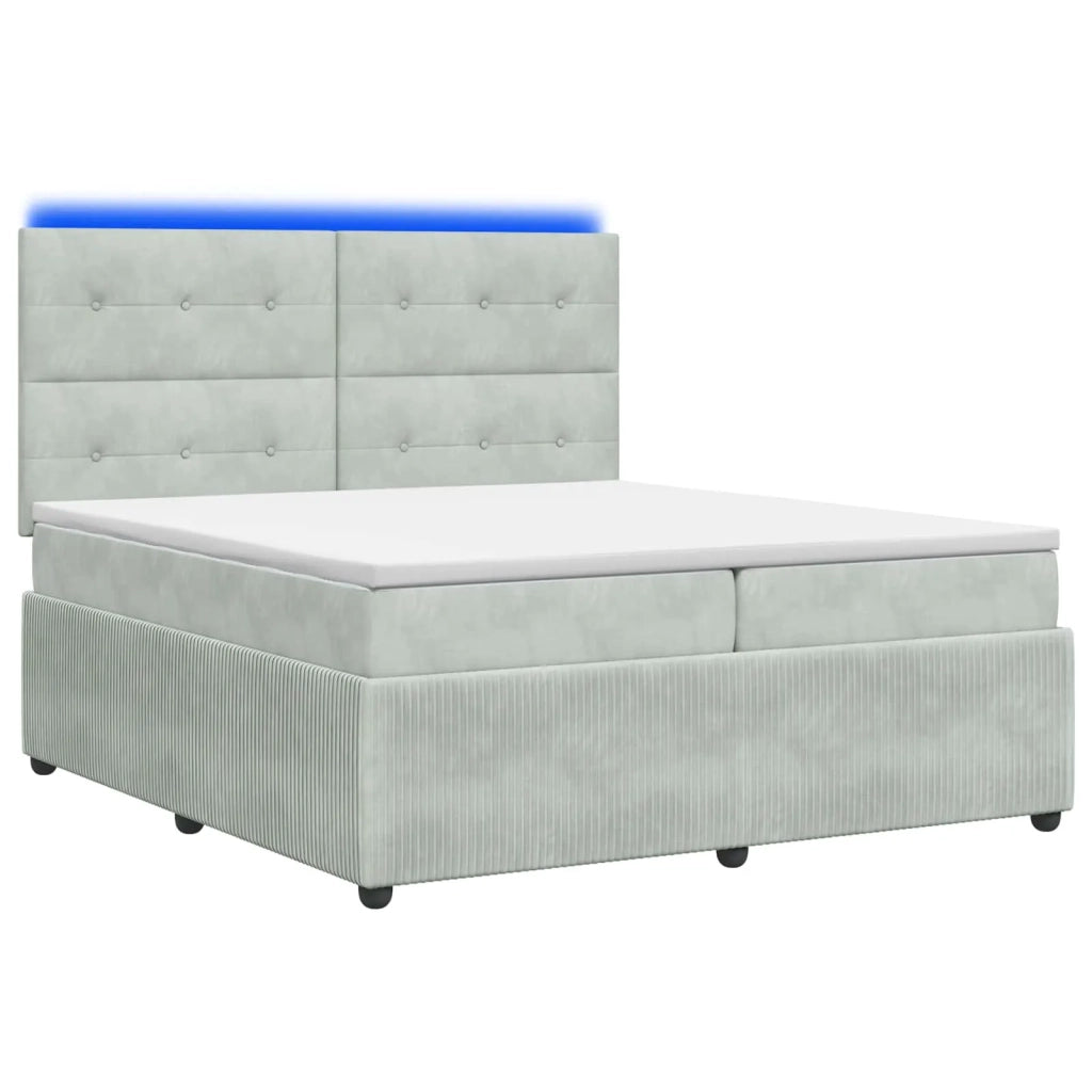 Letto Box Spring LED con Materasso Grigio Chiaro 200 x 200 cm 3456137