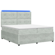 Letto Box Spring LED con Materasso Grigio Chiaro 200 x 200 cm 3456137