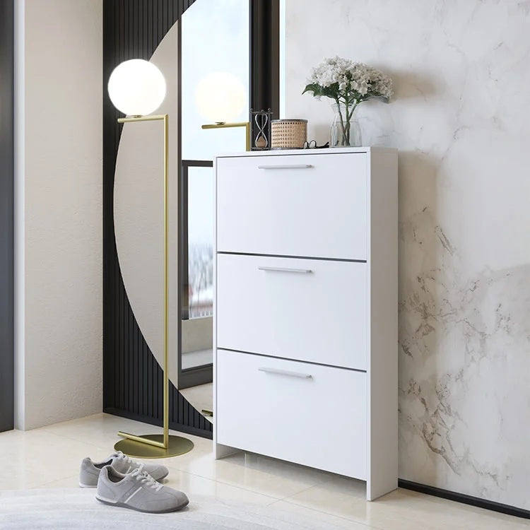 SCARPIERA ANJA 3 RIBALTE 69X28XH116CM BIANCA.