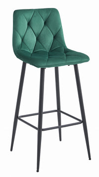 Sgabello Valora KODA in velluto verde scuro con gambe nere x2