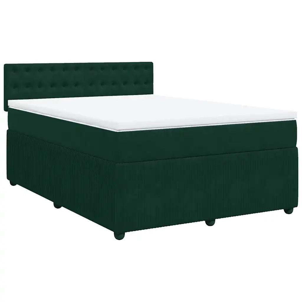 Giroletto a Molle con Materasso Verde Scuro 140x190 cm Velluto