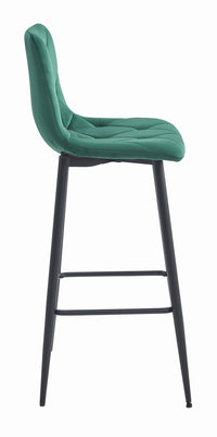 Sgabello Valora KODA in velluto verde scuro con gambe nere x2