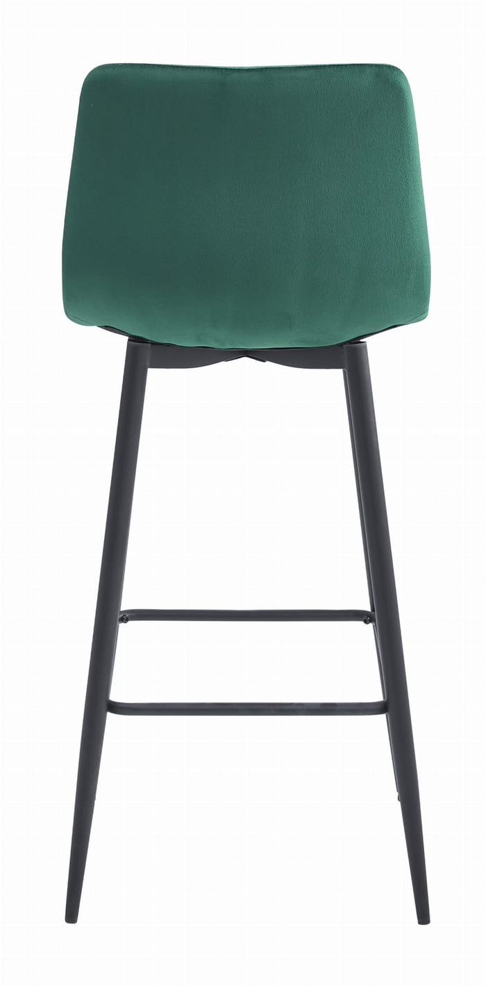 Sgabello Valora KODA in velluto verde scuro con gambe nere x2