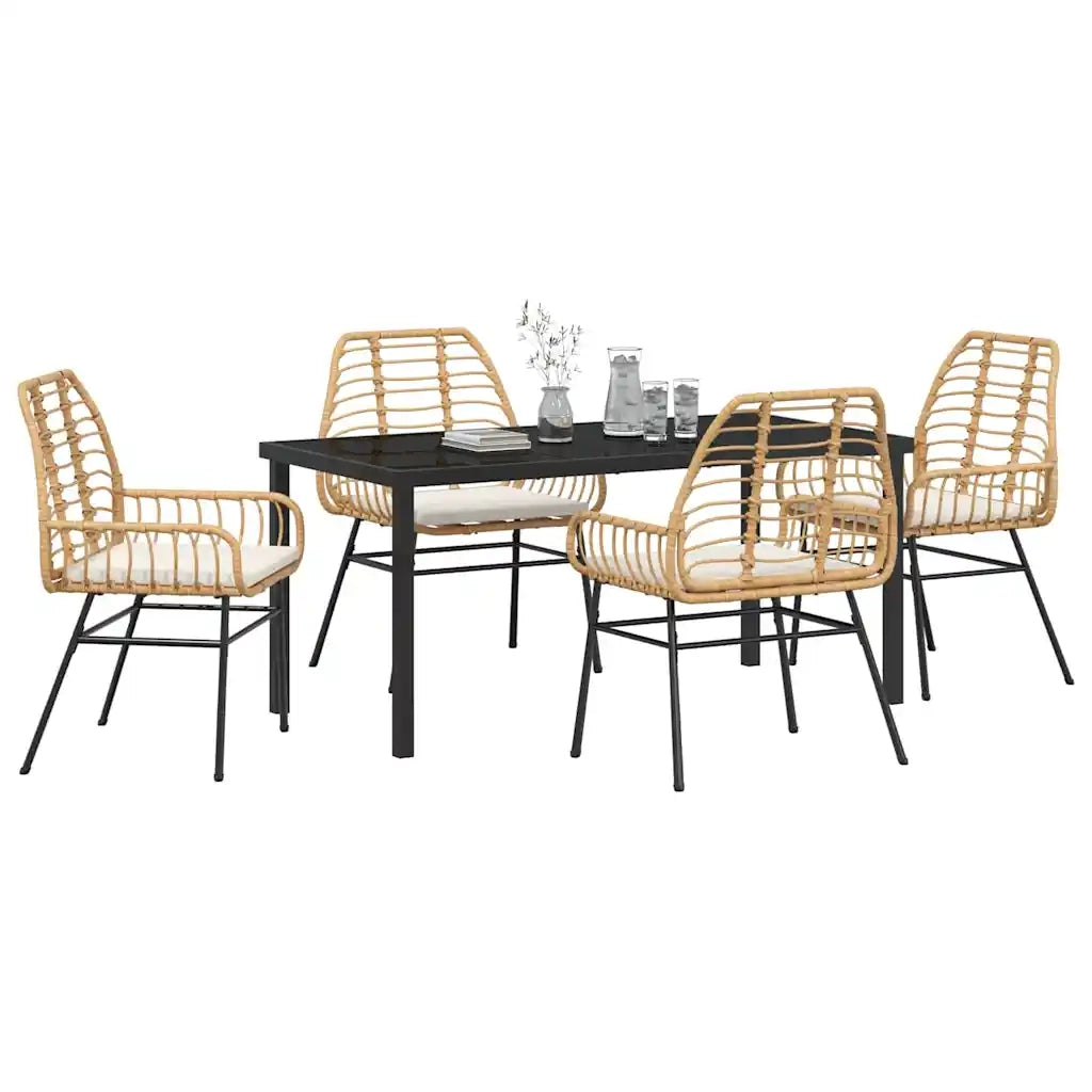 Set da Pranzo per Giardino 5 pcs Marrone polyrattan 3380865