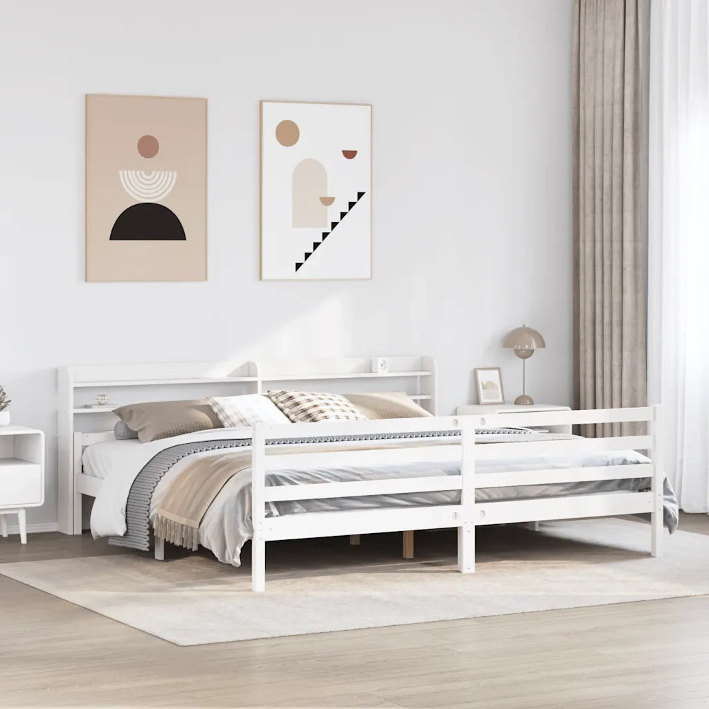 Giroletto con Testiera senza Materasso Bianco 200x200 cm