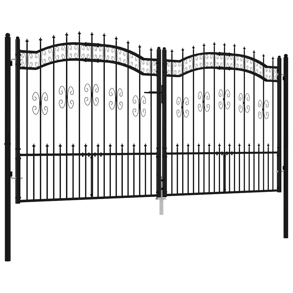 Recinzione Cancello con Punta a Lancia Nera 305x198cm Acciaio cod mxl 42313