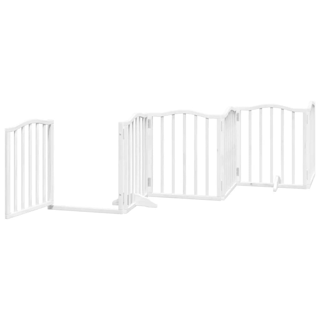 vidaXL Cancello Cani Porta Pieghevole Bianco 9 Pannelli 450 cm Pioppo