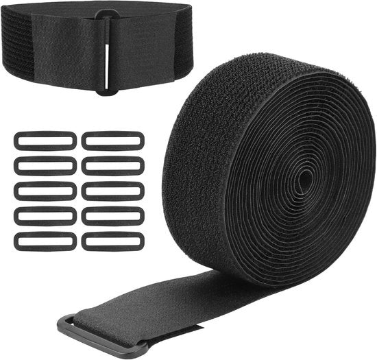 Nastro adesivo flexibile da 5m x 5cm nero - 10 pezzi - regolabile - gestione cavi e cucito