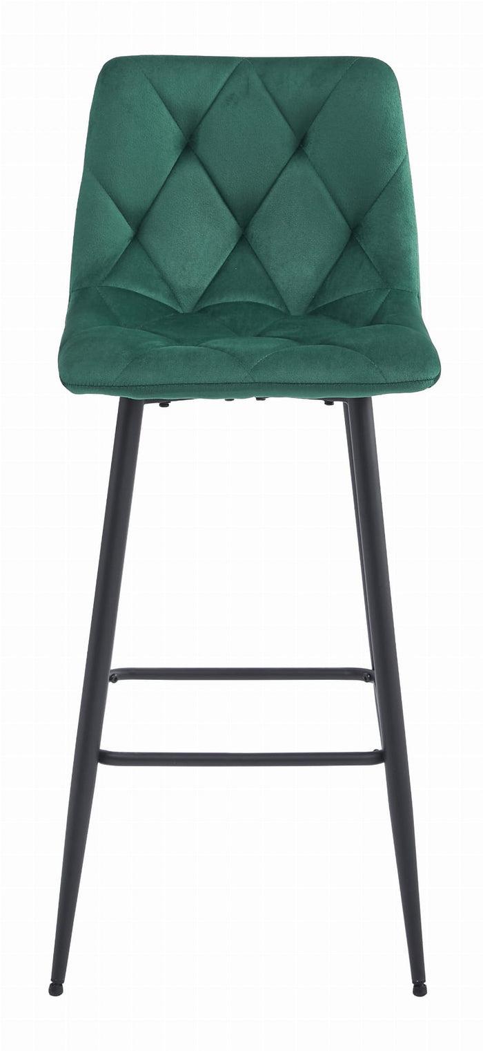 Sgabello Valora KODA in velluto verde scuro con gambe nere x2