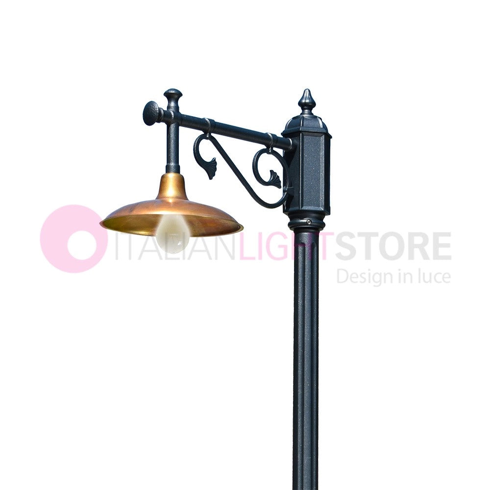 NIKE ANTRACITE Lampione da giardino 1 luce con piatto in ottone anticato